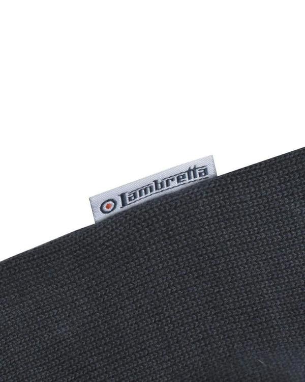 Lambretta Mens Smart Casual Knitted Long Sleeve Tipped Polo, close-up image showing the fabric texture and brand label.