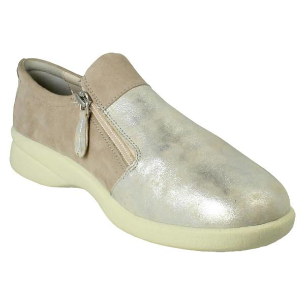 Padders Ladies Padders Leather Dual Zip Removable Insole Casual Shoes Repearl