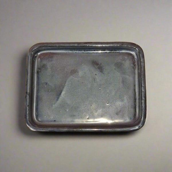 26cm Glazed Drip Tray | Rectangle | Silver - Yorkshire Bonsai