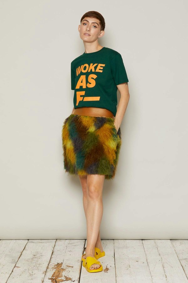 Camo Faux Fur Vegan Skirt