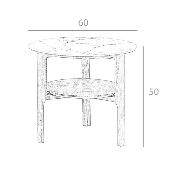 Angel Cerdá Porcelain Marble and Walnut Round Corner Table 2047