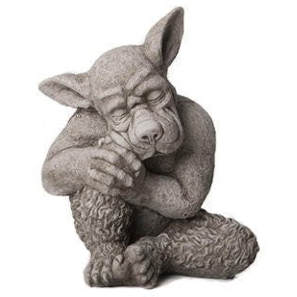 Solid cast Stone Dog Gargoyle In Sleepy Pose