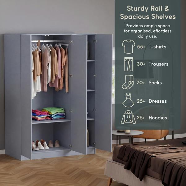 Vida Designs Denver 3 Door Mirrored Wardrobe