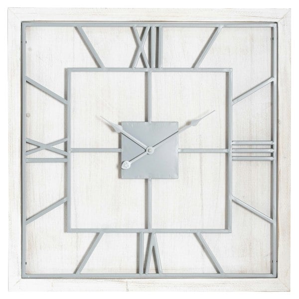 Hill Interiors Williston Square Wall Clock - White/Silver