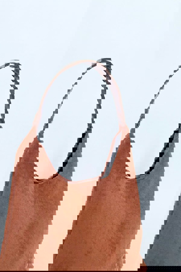 SVNX Suede Hobo Shoulder Bag in Tan