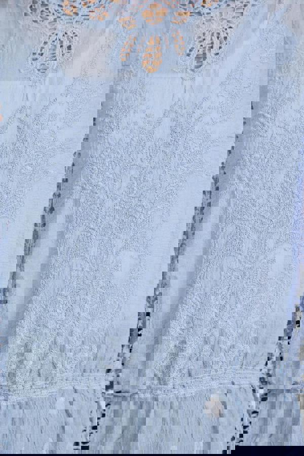 Mudflower Delicate Embroidered Lace Batwing Top