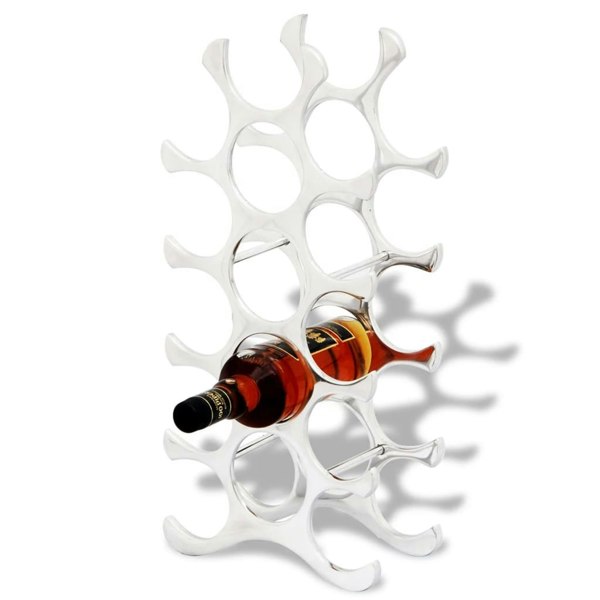 Berkfield Wine Stand for 15 Bottles Silver Aluminium