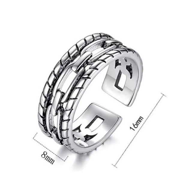 The Colourful Aura Adjustable Silver Chain Band Thick Unisex Open Statement Ring