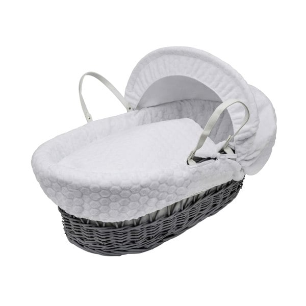 Kinder Valley White Honeycomb Grey Wicker Moses Basket