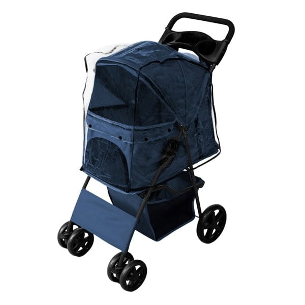 Monstershop Pet Stroller with Rain Cover – Navy Blue