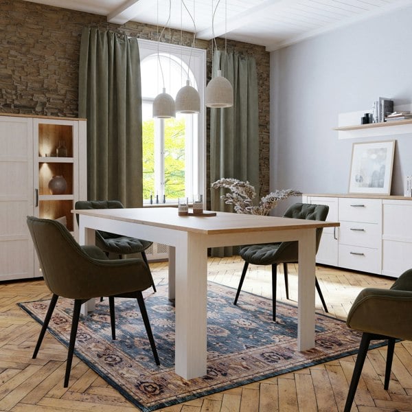 Furniture To Go Bohol Extending Dining Table in Riviera Oak/White