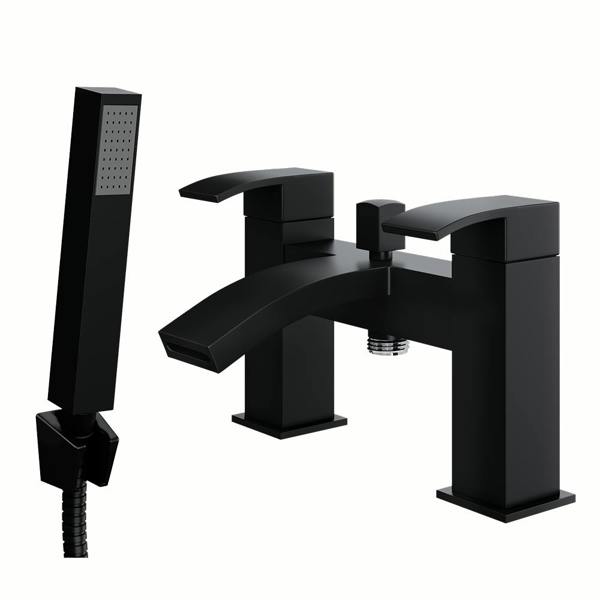 Flode Boras | Bath Shower Mixer | Including Handset and Holder | Matt Black