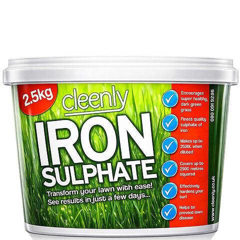 Cleenly Iron Sulphate for Lawns 2.5kg Pure Lawn Tonic Ferrous Sulphate of Iron Lawn Greener and Turf Hardener