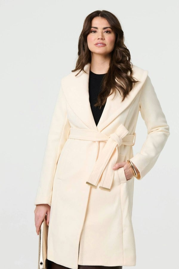 Ivory | Wrap Front Tie Waist Coat
