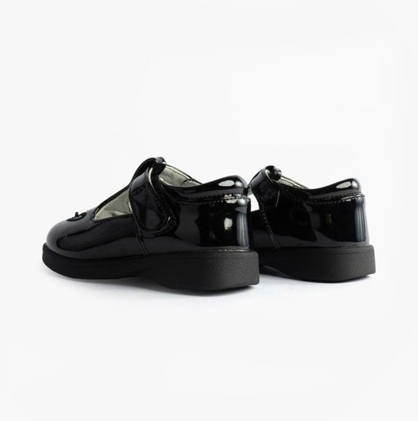 Boulevard Girls Touch Fasten T-Bar School Shoes Black Patent