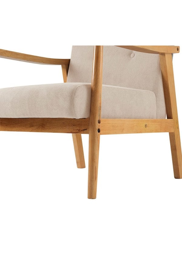 Living and Home Beige Terry Cloth Casual Upholstered Armchair with Rubberwood Wood Frame