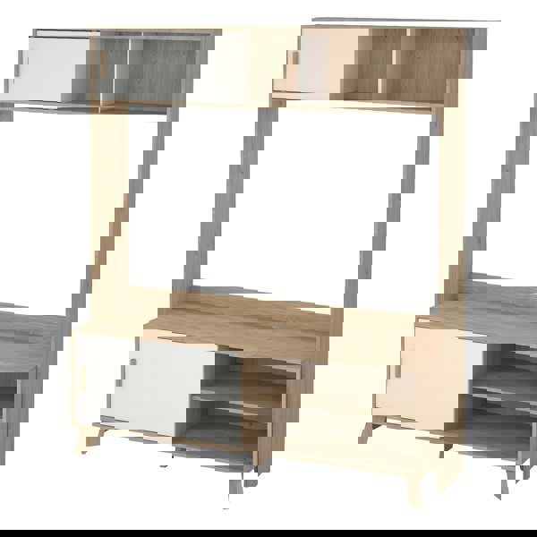 Furniture To Go Ikast TV-Wall Unit with 2 Sliding Doors in Jackson Hickory and White