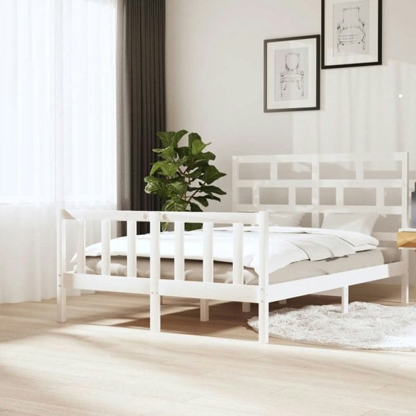 Berkfield Bed Frame White Solid Wood Pine 160x200 cm