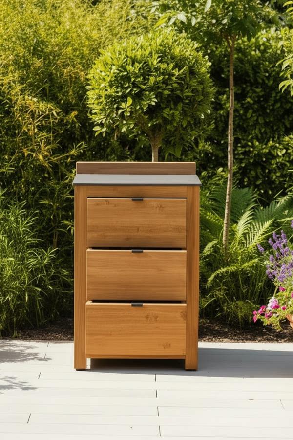 Ocean Designs Barletta Teak Kitchen Single 3 Drawer Unit