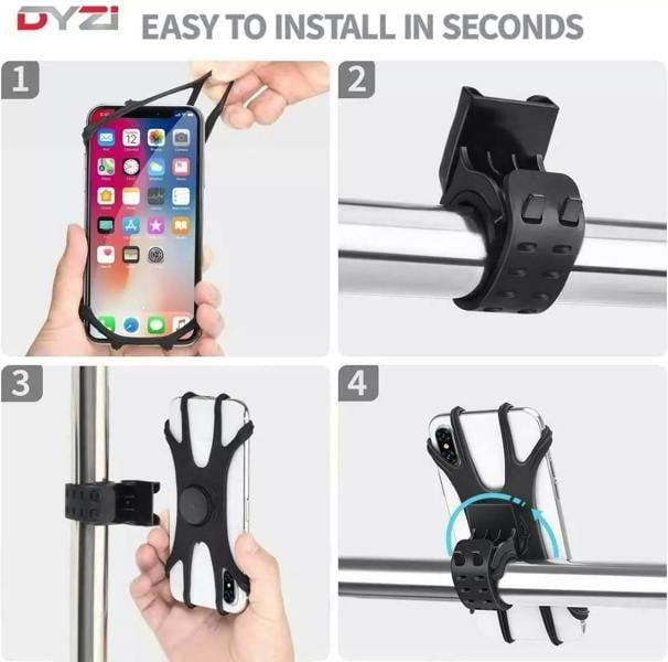 Dyzi Waterproof 360° Bike Phone Holder: Fits 4"-6.5" Phones - Detachable