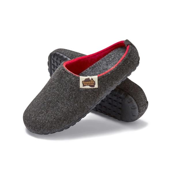 Gumbies Outback Men's Slippers - Charcoal & Red