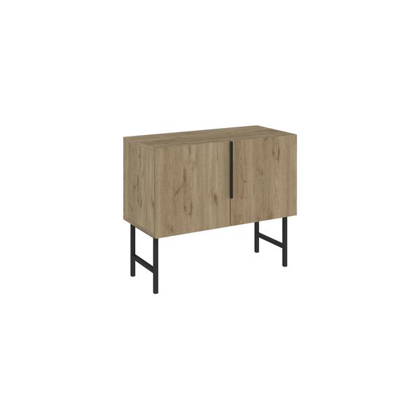 Decortie Modern Tona Console Cabinet w/Soft-Close 2 Doors Sideboard Black Metal Legs 88(W)cm