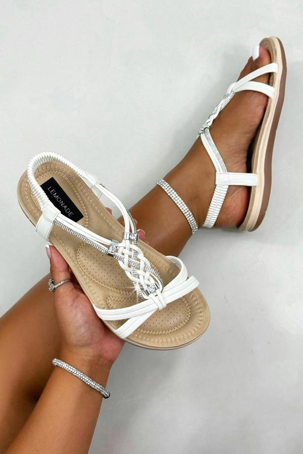 Love Lemonade Crystal Endless Summer Sandals White
