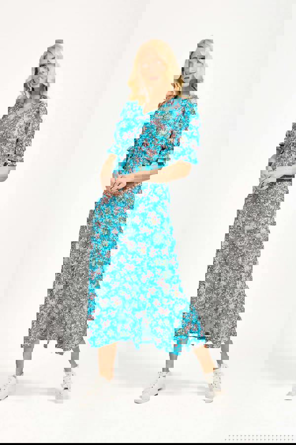 Ditsy Print Tie Front Dress