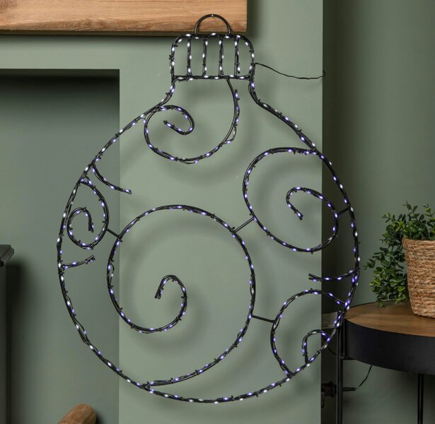 Samuel Alexander 78cm Metal Hanging Christmas Bauble with 245 Static & Twinkling LEDs in Blue & White