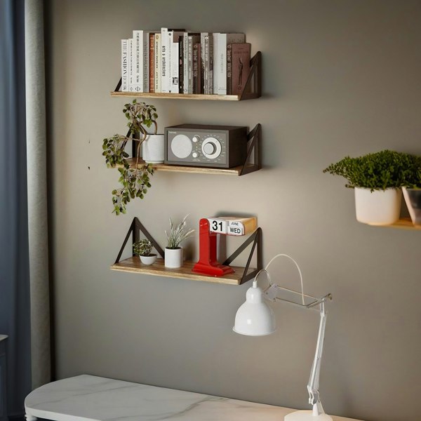 Rafaelo Mobilia Industrial Set Of 3 Adjustable Wall Mounted Shelves