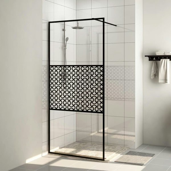 Berkfield Walk-in Shower Wall with Clear ESG Glass 90x195 cm Black