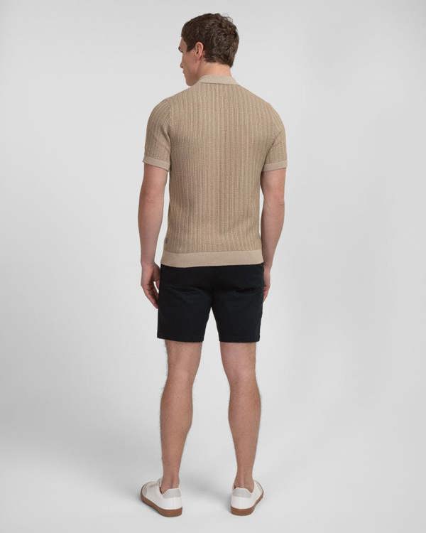 Steel & Jelly Heston - Stripe Textured Knitted Short Sleeve Shirt
