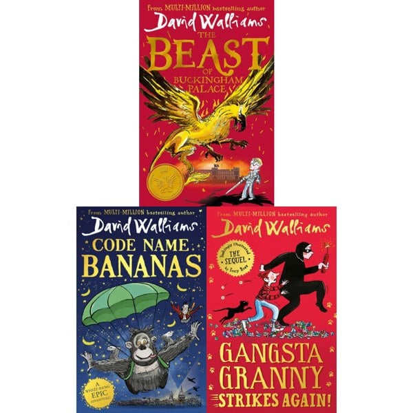 David Walliam 3 Book Set (Gansta Granny Strikes Again, The Beast Of Buckingham ,Code Name Bananas)