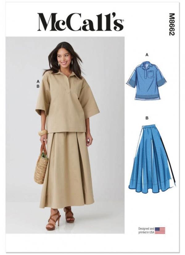 McCalls 8662 Paper Sewing Pattern – Women's Top & Skirt, Intermediate
