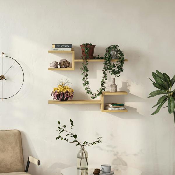 Decortie Fork Modern Wall Mounted Floating Shelf Unique Design Set 2 Piece Shelf 75cm