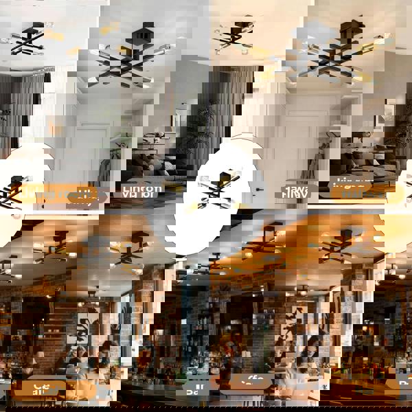 EMITTO Semi Flush Mount Ceiling Light Fixture Matte Black & Gold 4 Light E27