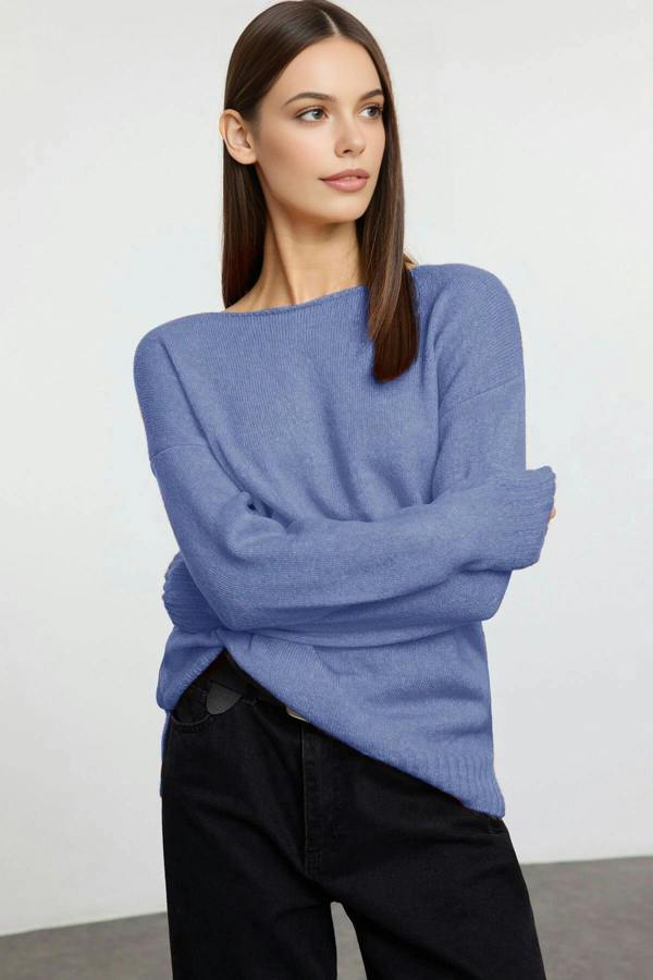 WOVCOR Boat Neck Basic Knit Sweater