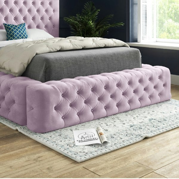 Casa Magna Grand Milan Pleated Upholstery Bed Frame - Pink
