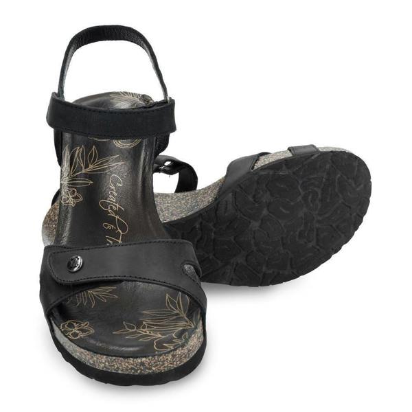 Panama Jack Women's Julia B1 Wedge Black Leather Sandals