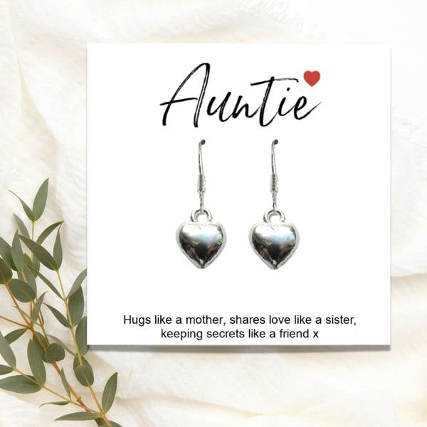 Aye Do Gifts Auntie Heart Earrings with Gift Card - Perfect Gift for any Occasion