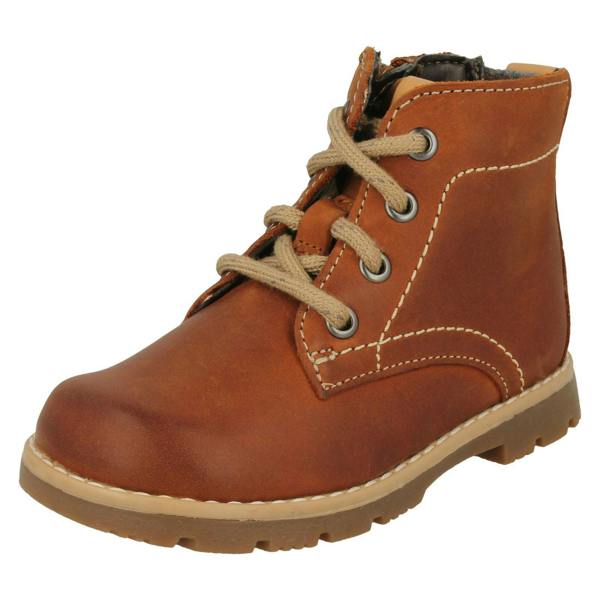 Clarks Infant Boys Clarks Lace Up Detailed Ankle Boots Comet Rock Inf