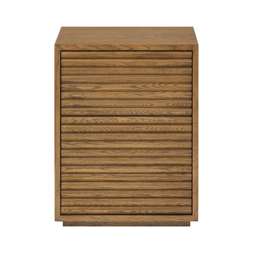 Wyld Haus Velagio Natural Oak Ribbed 2 Drawer Bedside Table