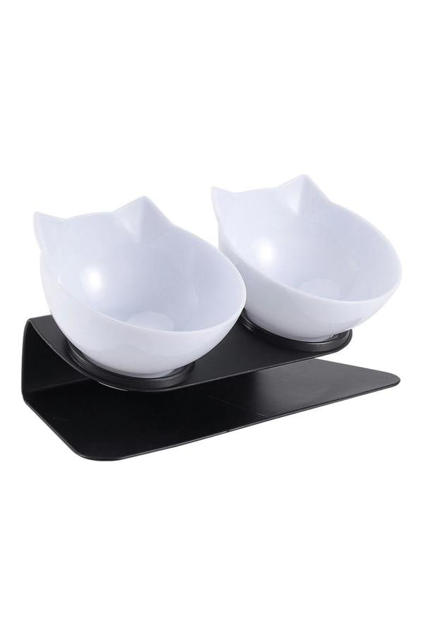 Living and Home 15° Tilted Elevated Feeder with Double Cat Bowls