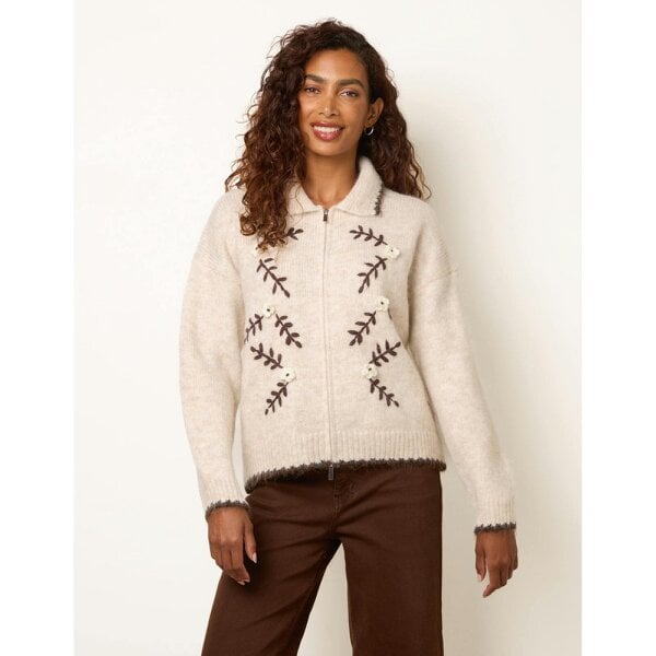 Blue Vanilla Floral Embroidery Cardigan