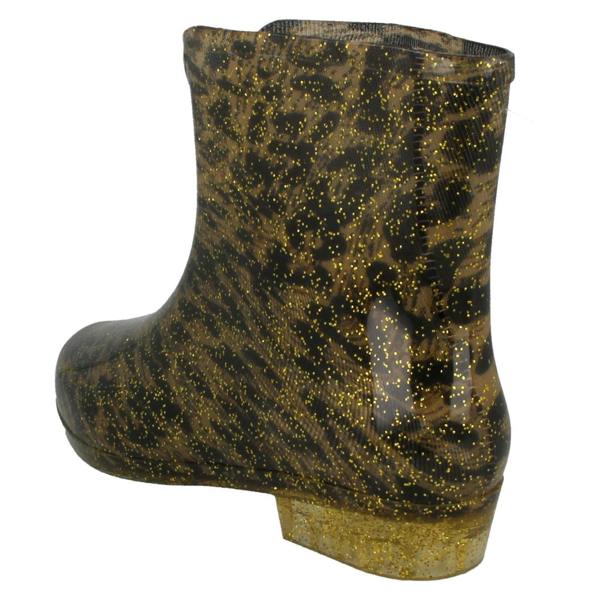 Spot On Ladies Spot On Leopard Print Ankle Wellington Boots