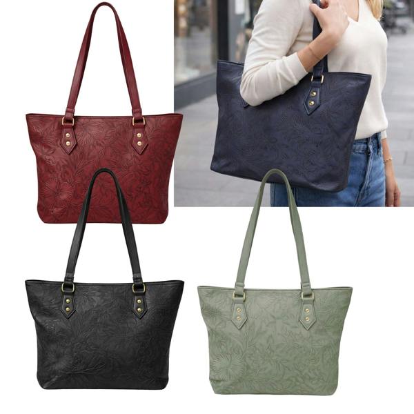 Lorenz Floral Embossed Shoulder Tote Bag