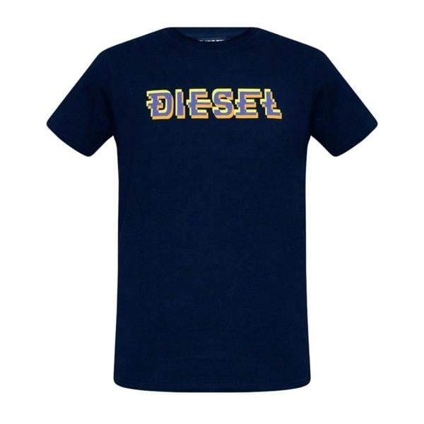 Diesel Mens Pixelated T-Shirt - Navy Blue - 