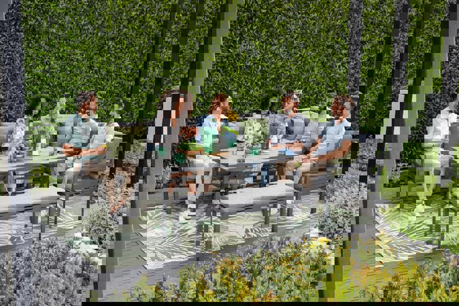 Garden Impressions Corsica Grey Cushions - Lounge & Dining Corner Sofa, with Table and Bench