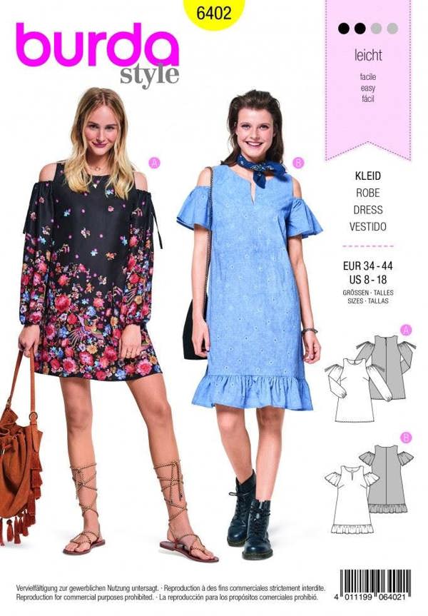 Burda Sewing Pattern 6402 Dresses For Women, 8 to 18 - Easy