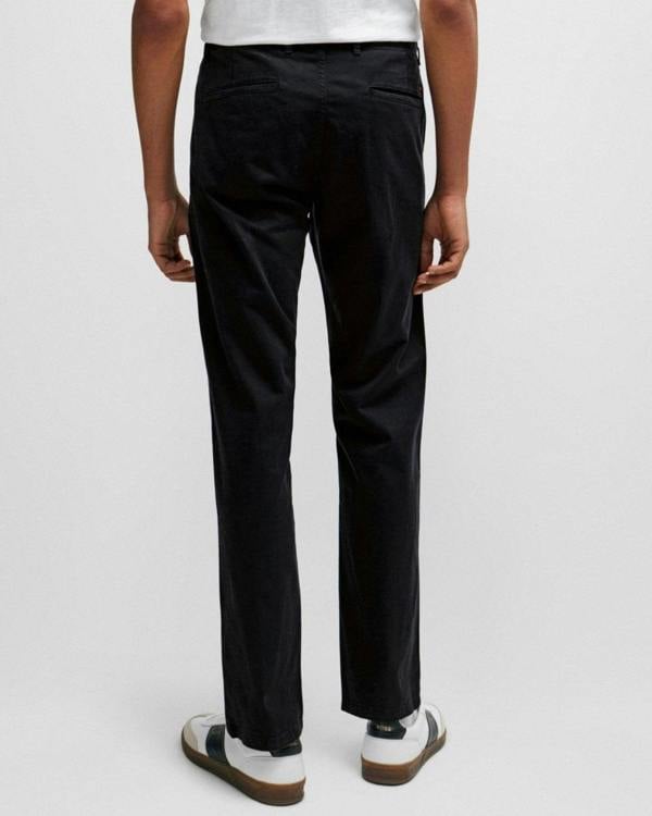 BOSS Orange Mens Slim Fit Chinos in Stretch-Cotton Satin NOS - Black 001 - CHO - Designer Mens Chinos